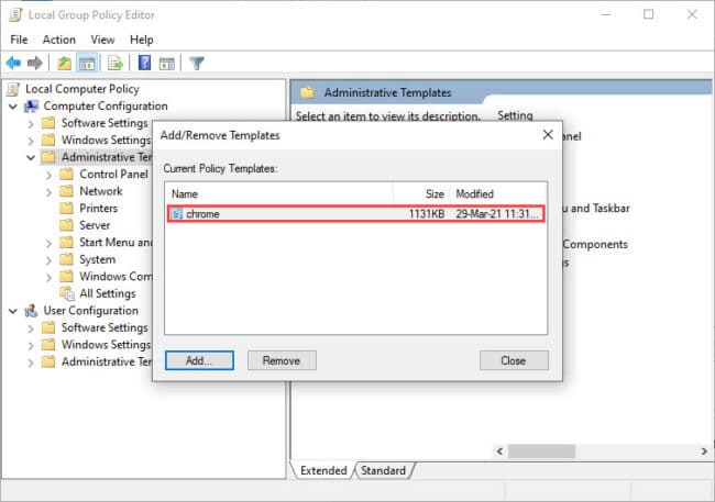 How to Configure Google Chrome using Group Policy in Windows 10 2 template added