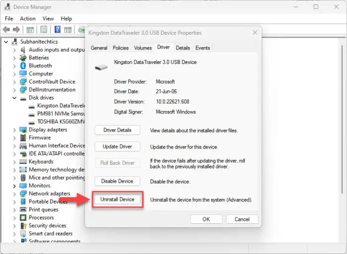 Uninstall device