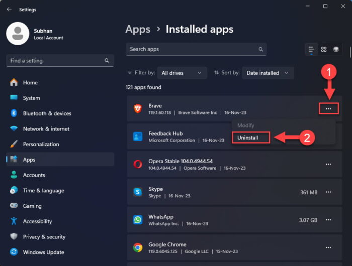 Uninstall problematic app from Settings