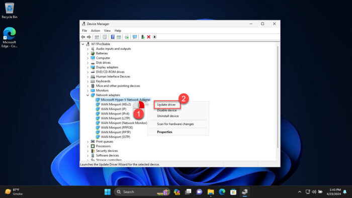 Update driver from Device Manager