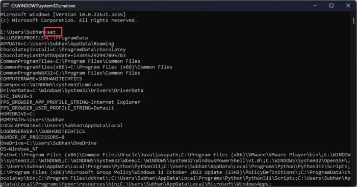 Windows Environment Variables - The Ultimate Guide For All Windows Versions 14 View all environment variables in Command Prompt