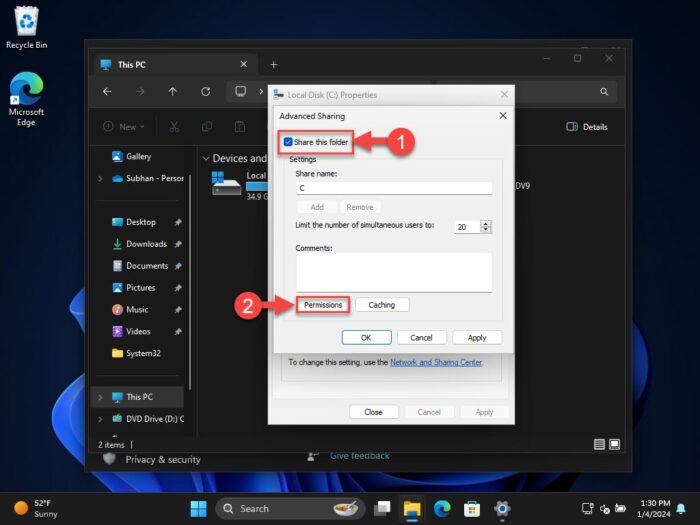 View sharing permissions