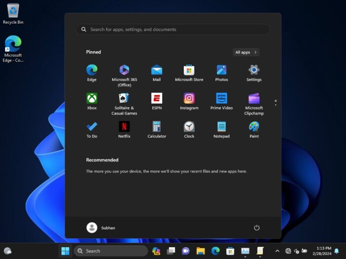 How To Customize The Windows 11 Start Menu With Group Policy 2 Windows 11 default Start menu