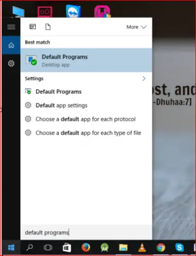 Search for Default Programs