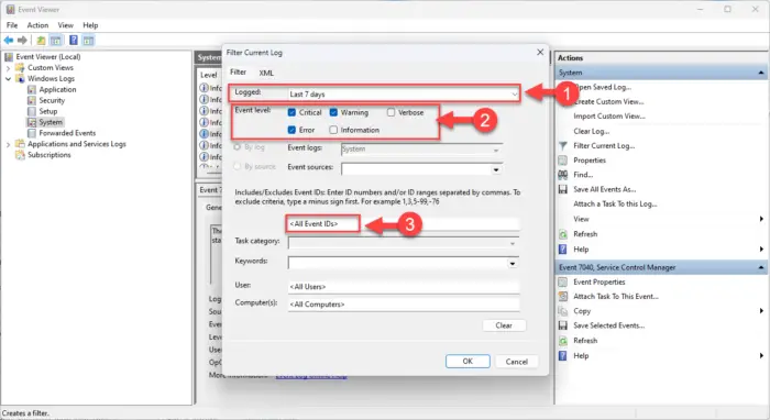 Apply the event filters