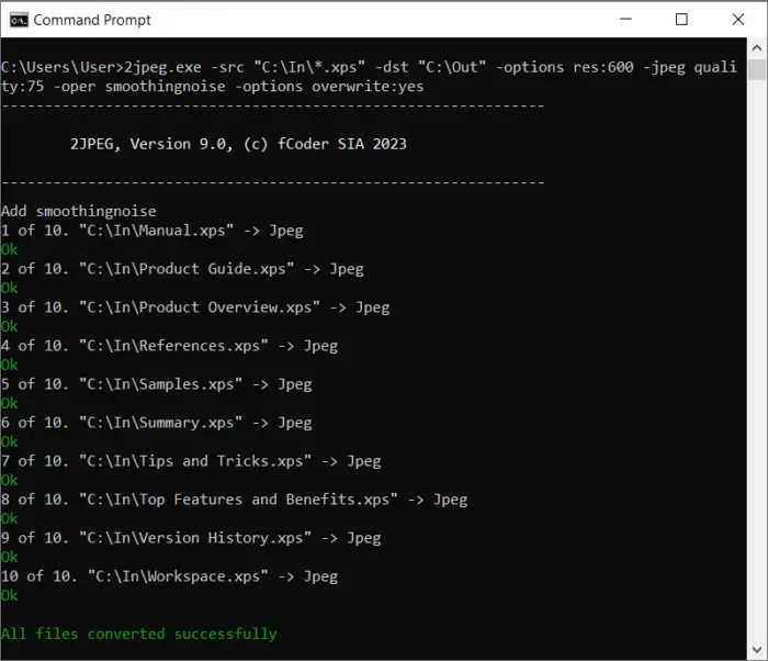 Batch convert XPS files to JPEG images