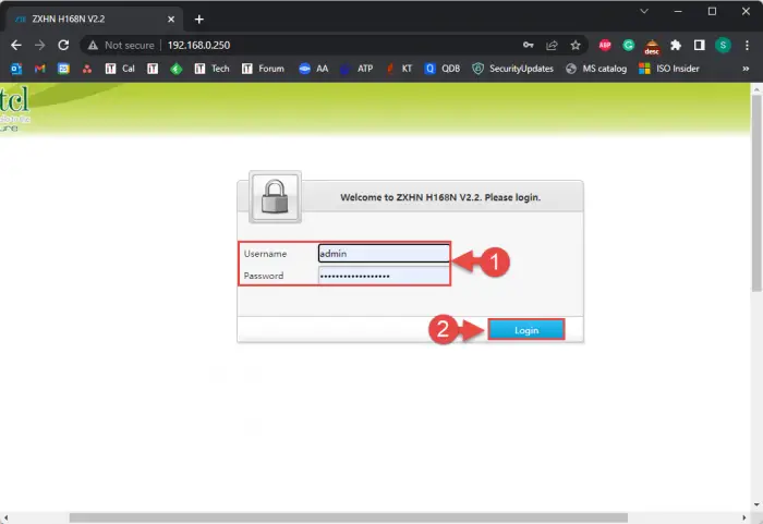 Log into to router's admin portal
