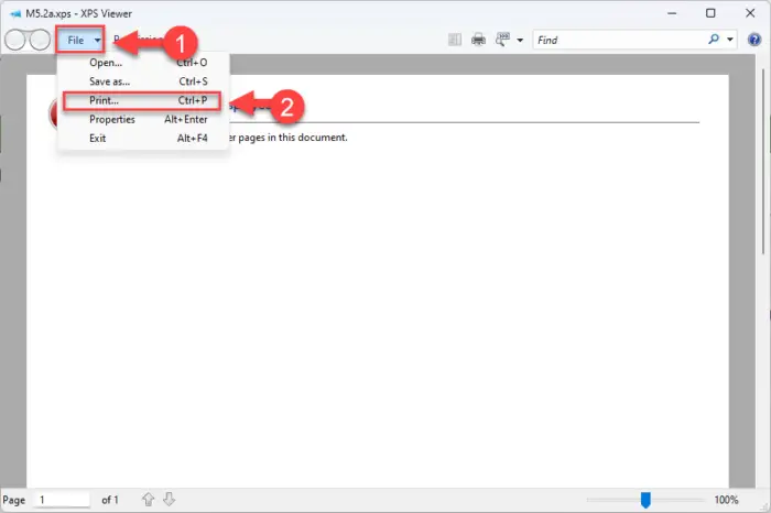 Print the XPS file