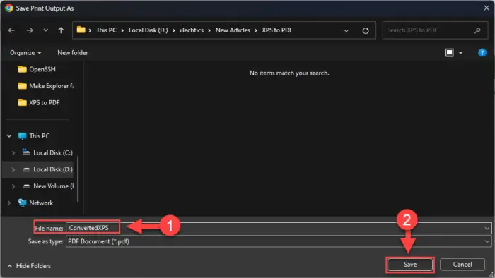 Save the converted PDF file