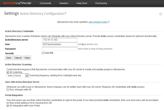 Spiceworks Active Directory Configuration Spiceworks Active Directory Configuration